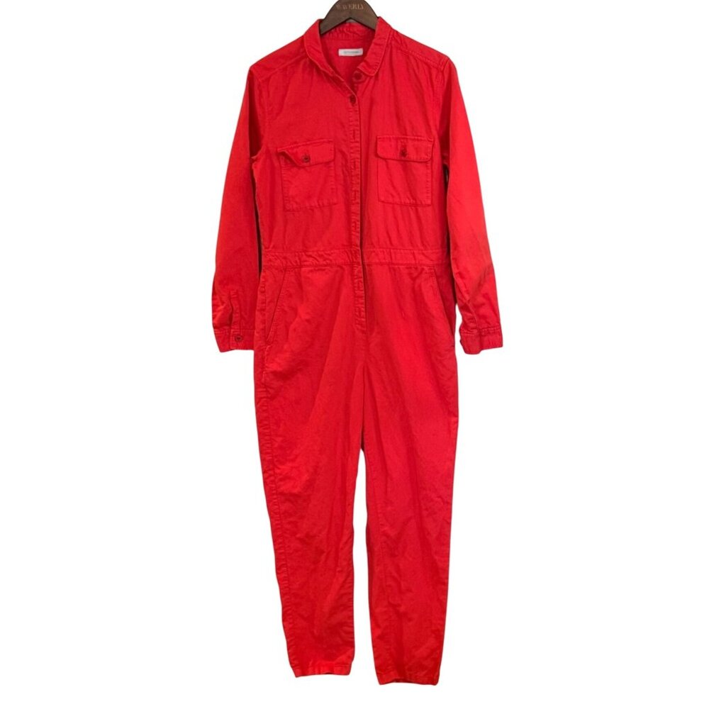 Outerknown Button Long Sleeve Jumpsuit Orange Coral Loungewear Size Medium - Picture 3 of 12